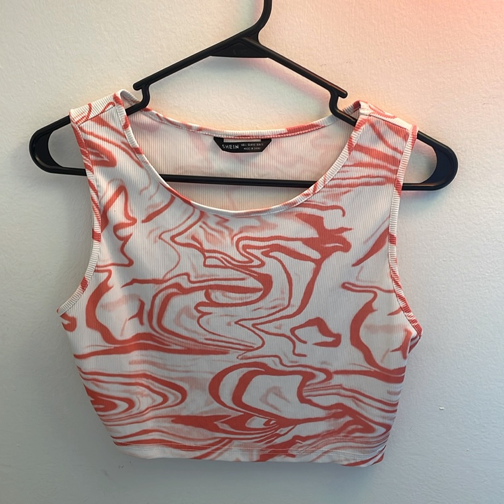 Orange wave cropped tank. Brand new